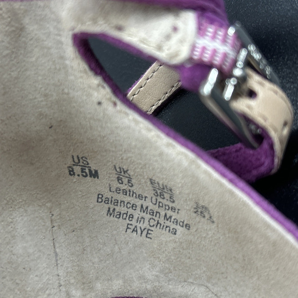 Franco Sarto FAYE Womens 8.5M Suede Wedge Heel Purple Strappy Ankle Holiday Chic - Picture 6 of 8
